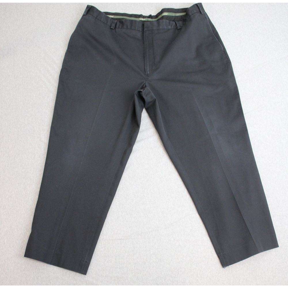 L.L. Bean Dress Pants Men 44 Black Cotton High-Rise Straight Leg Formal Business